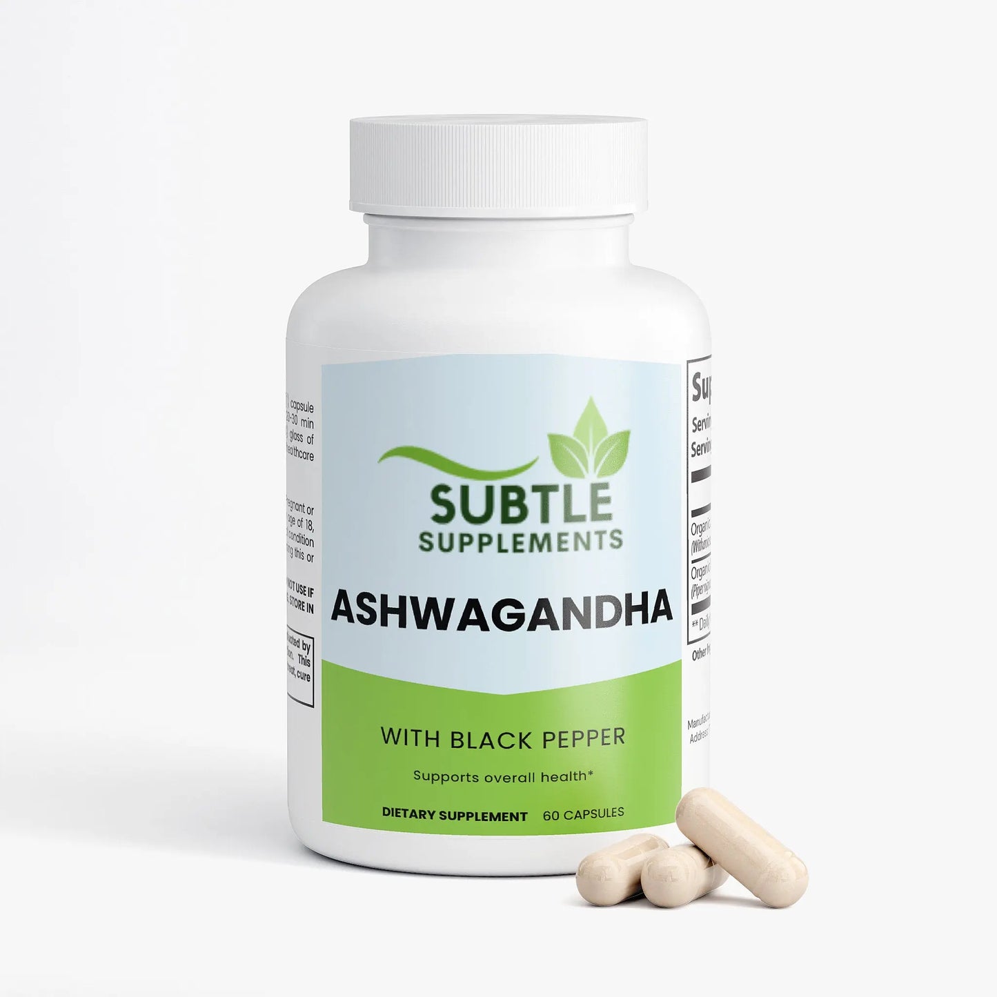 Ashwagandha 550mg 60 Capsules - Subtle Supplements