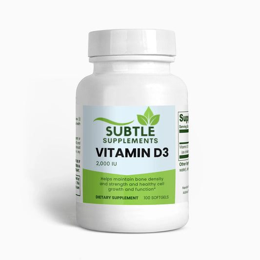 Vitamin D3 2,000 IU - 100 Capsules - Subtle Supplements